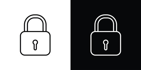 Lock icon design. simple stroke line vector icon set
