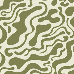 Abstract vector wavy seamless pattern. Trendy retro background in 90s, 00s style. Liquid distorted shapes. Groovy funky psychedelic backdrop