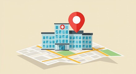Hospital location marked on a city map.