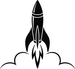 Fototapeta premium Rocket Launch Silhouette Vector, Space Exploration Design.