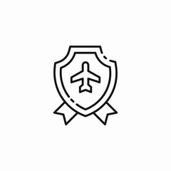 travel insurance airplane shield icon sign vector