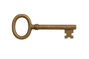 Vintage golden key symbolizing unlocking mysteries against transparent backdrop