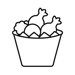 Chicken Karaage in Paper Basket in Fine Lines Vector illustration