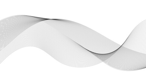 Abstract wavy and curve line on transparent background. Gray curved line for banner design and frequency sound wave line. Future technology concept.