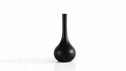 Tall matte black vase centered on a white background, sleek design
