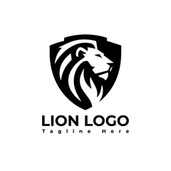 lion logo vector illustration, lion shield logo template