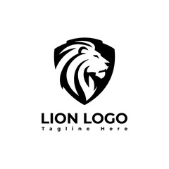 lion logo vector illustration, lion shield logo template