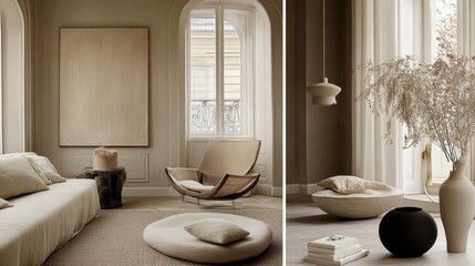 moodboard of interior design, Scandinavian, Japandi styles