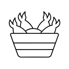 Deep Fried Crab Claws in Basket in Minimal Lines Vector illustration