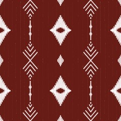 Seamless ikat pattern that combines simple geometric embroidery, suitable for graphic art, carpet design, wallpaper, gift wrapping and clothing.