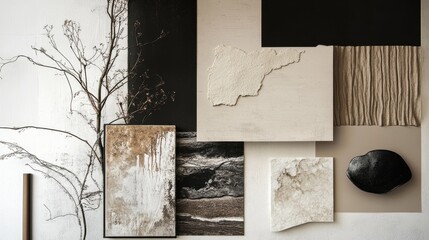 moodboard of interior design, Scandinavian, Japandi styles