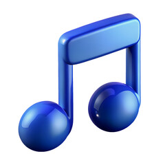 3D Blue Music Note Icon Digital Illustration