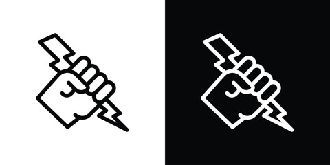 Hand with Power icon design. simple stroke line vector icon set