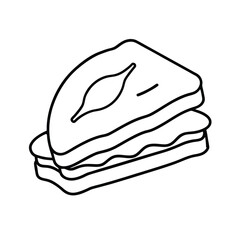 Grilled Ham and Cheese Panini in Line Drawing Vector illustration