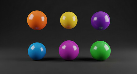 Vibrant Colored Spheres on Dark Background