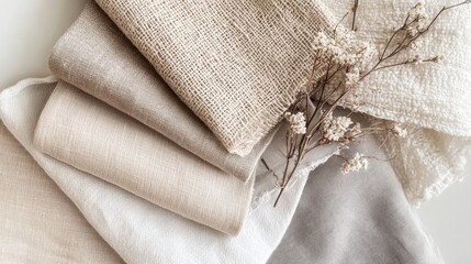  light pink and beige soft linen fabric
