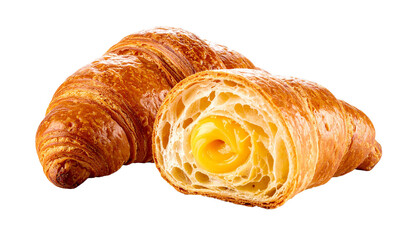 croissant with filling isolated on transparent background, png