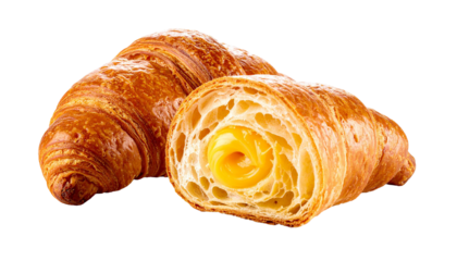 croissant with filling isolated on transparent background, png