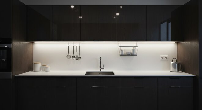 Modern kitchen interior with sleek cabinets