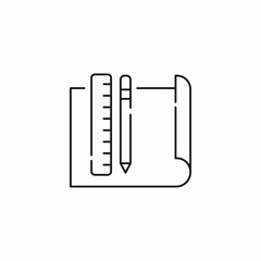 ruler pencil paper icon sign vector