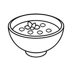 Lentil Soup with Carrot Chunks in Line Art Vector illustration