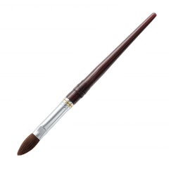 Fototapeta premium Artistic brush with a wooden handle and fine bristles, ideal for painting and crafting, isolated on a white background.