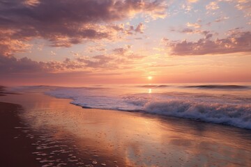 Ocean sunset with colorful sky and gentle waves
