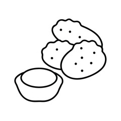 Potato Croquettes with Dip in Clean Line Art Vector illustration