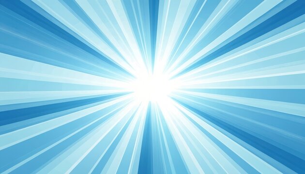 Abstract blue sunburst illustration with white center. Radial design, bursts of light rays, soft shine, flow and glow. Ideal for backgrounds, graphic designs, web, banner, poster, brand presentation.