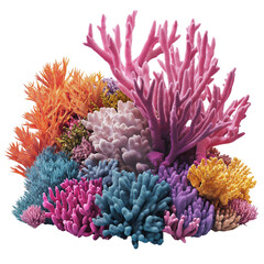 Vibrant Coral Colony with Organic Shape, Isolated on Transparent Background &ndash; Realistic Lighting and Smooth Shadows for Marine or Ocean-Themed Designs