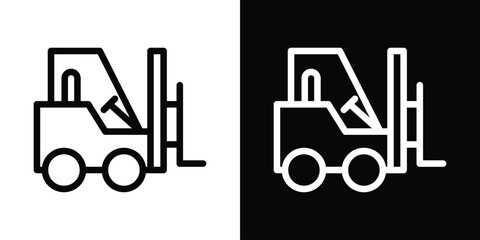 Forklift icon design. simple stroke line vector icon set