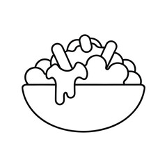 Poutine with Gravy and Cheese Curds in Monoline Vector illustration