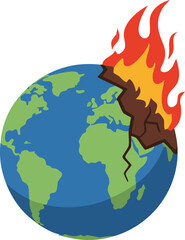 Illustration of Planet Earth Burning