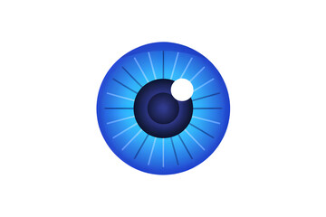 Blue human eye with a macro view of the iris and vector illustration of vision and eyesight