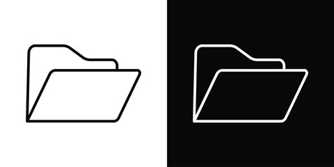 Folder icon design. simple stroke line vector icon set