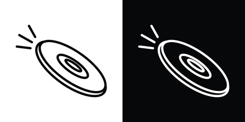 Flying disc icon design. simple stroke line vector icon set