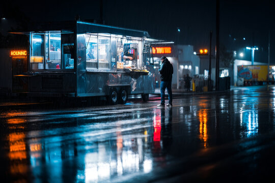 A man paying with a smartphone at a food truck