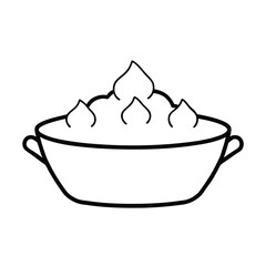 Sweet Potato Casserole with Marshmallows in Line Art Vector illustration
