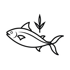 Swordfish Steak with Herbs in Clean Lines Vector illustration