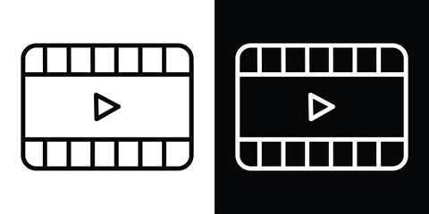 Film icon design. simple stroke line vector icon set