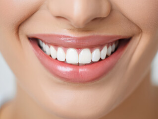 Closeup of a woman s bright healthy smile with perfectly white teeth