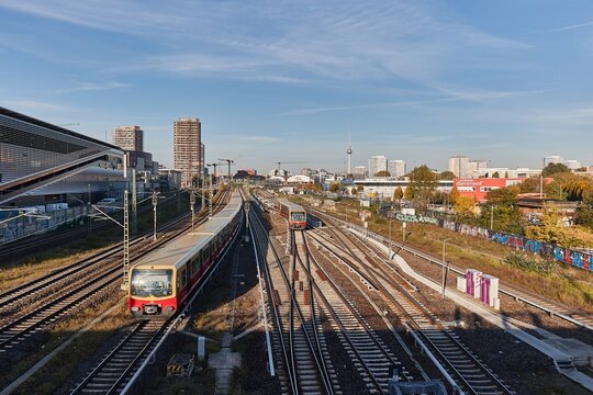 Metro train on rails in Berlin