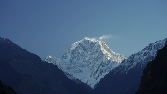 Sunrise Timelapse Over Mount Dhaulagiri in the Himalayas, Nepal