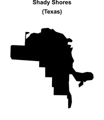 Shady Shores (Texas) blank outline map