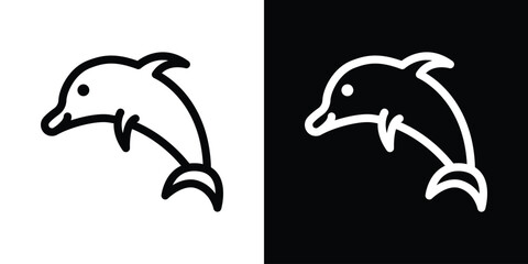 Naklejka premium Dolphin icon design. simple stroke line vector icon set
