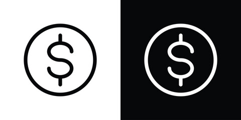 Dollar icon design. simple stroke line vector icon set