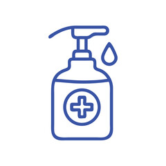 Hand sanitizer bottle icon collection. Sanitizer liquid soap with a medical plus sign, Hand sanitizer, antibacterial, anti germ symbol. Vector illustration.