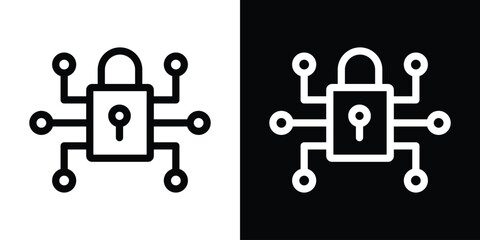 Digital Locked icon design. simple stroke line vector icon set