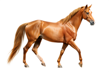 Chestnut Horse Walking Side View Studio Lighting A I Generated isolated on a transparent background equine