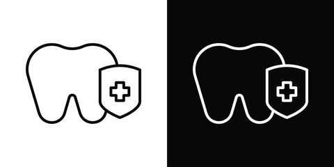 Dental insurance icon design. simple stroke line vector icon set